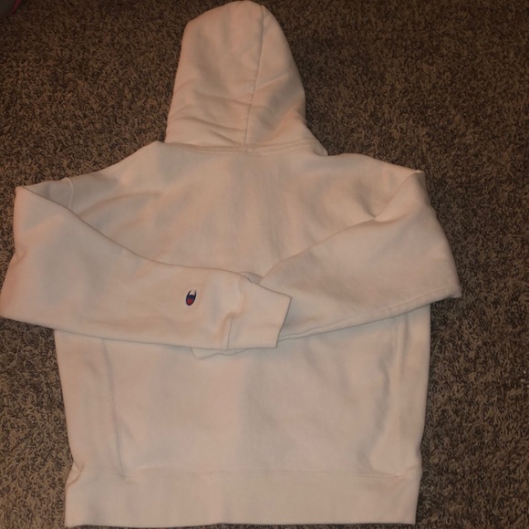 GIRLS MEDIUM WHITE CHAMPION HOODIE - Picture 5 of 7